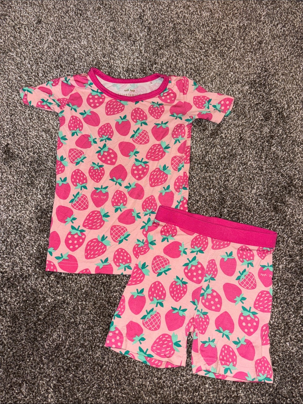 Little Sleepies Sweet Strawberries 2 pc Pajama Set